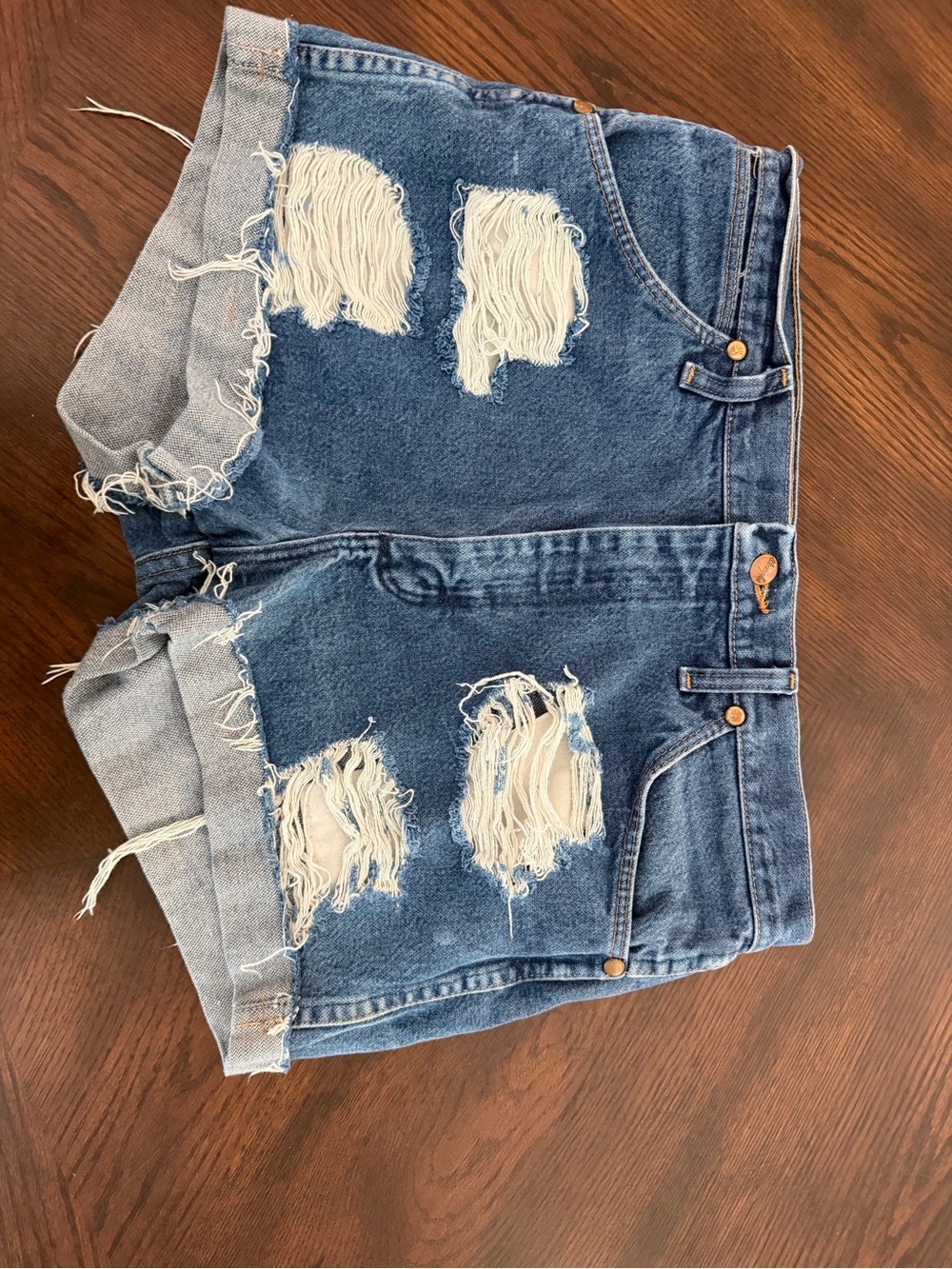 Wrangler Blue Denim Back Pocket with Tan Leather Patch